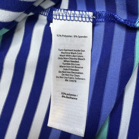 Vineyard Vines Mens L Performance Polo Shirt Striped Golf Whale Logo Blue Green - Picture 7 of 8